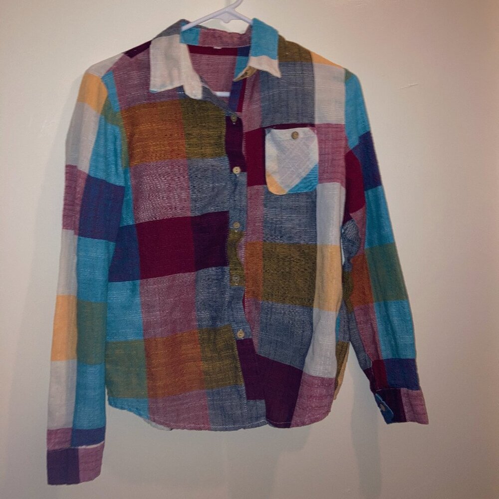 Madras Checkered Button Down Shirt Size XS/S